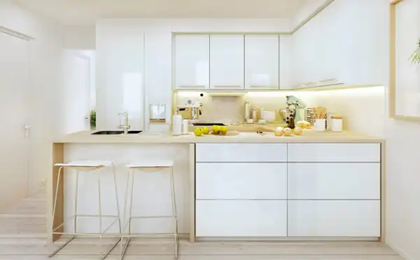 مدل کابینت سفید و رنگ های روشن + دکوراسیون ساده و شیک