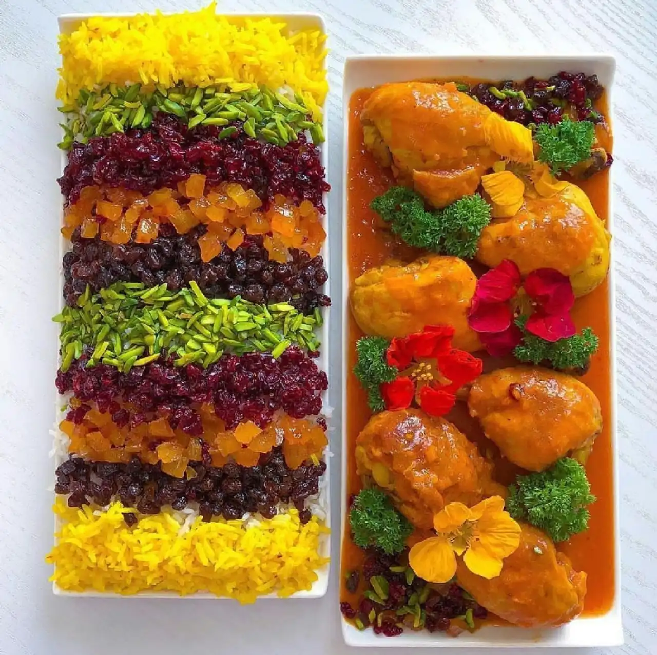 دیزاین زرشک پلو با مرغ + ایده های ساده و بسیار زیبا برای تزیین کردن زرشک پلو با مرغ مجلسی