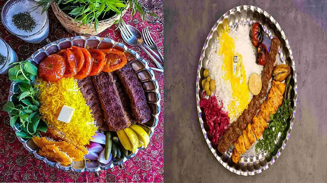 دیزاین رستورانی کباب کوبیده + ایده های جالب و راحت برای تزیین کردن کباب کوبیده با دورچین سبزیجات