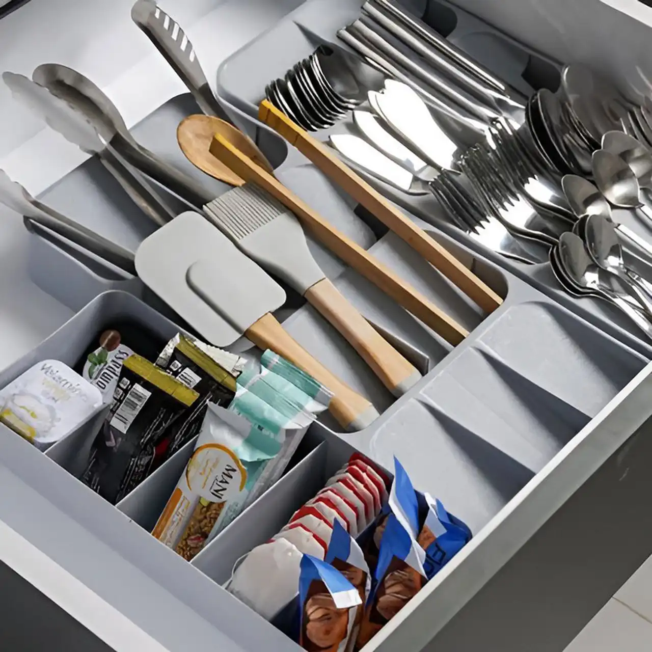 کشو منقسم کابینت مدرن + ایده های جالب و جدید برای تقسیم بندی کشوها در کابینت های مدرن