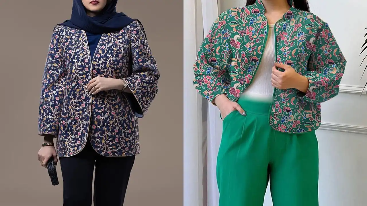 کت سوزن دوزی مجلسی + باکلاس ترین مدل های کت سوزن دوزی مجلسی زنانه با سارافون و دامن