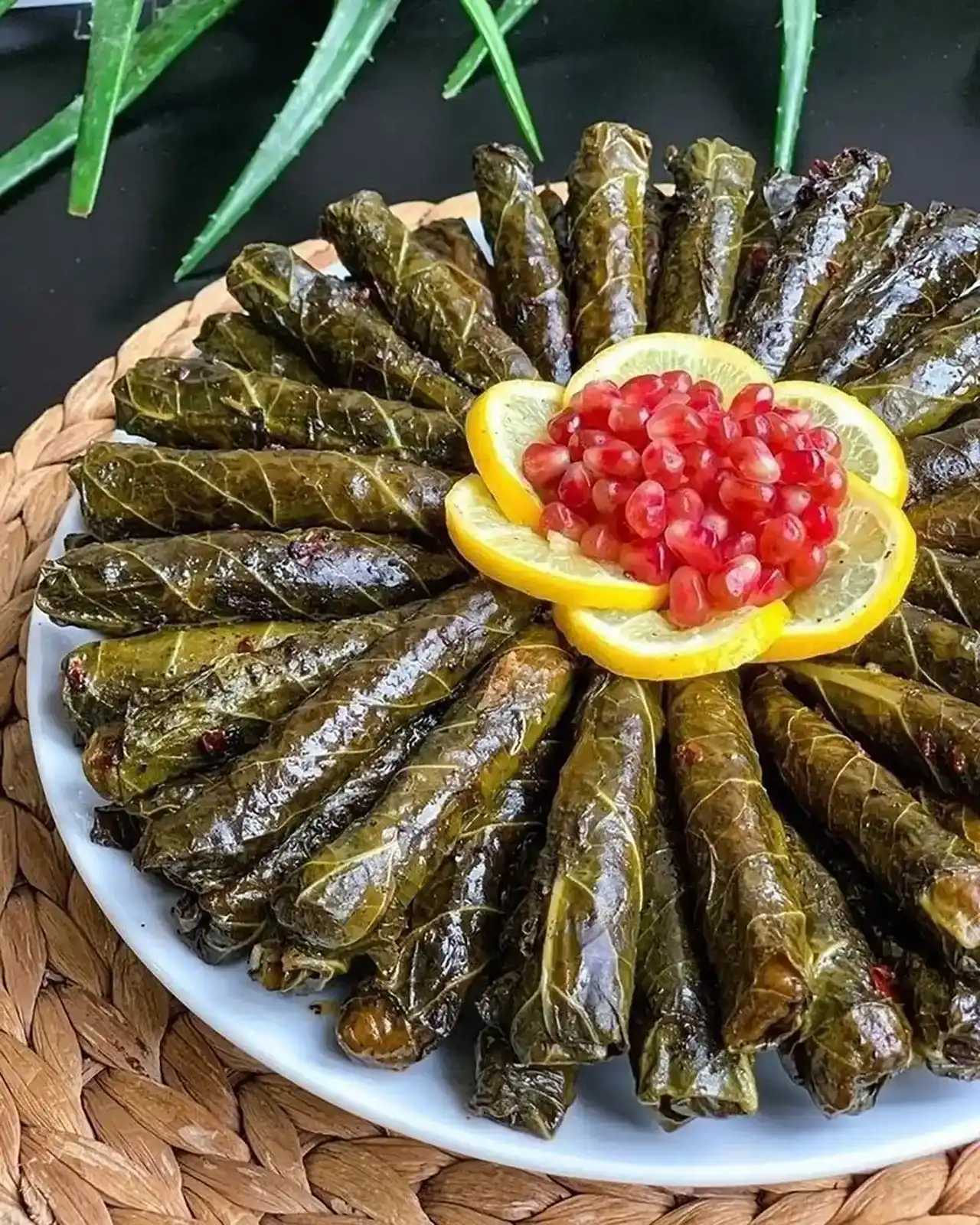 تزئین دلمه مجلسی + ایده های بسیار زیبا و شیک برای تزئین دلمه مجلسی با برگ مو و زرشک