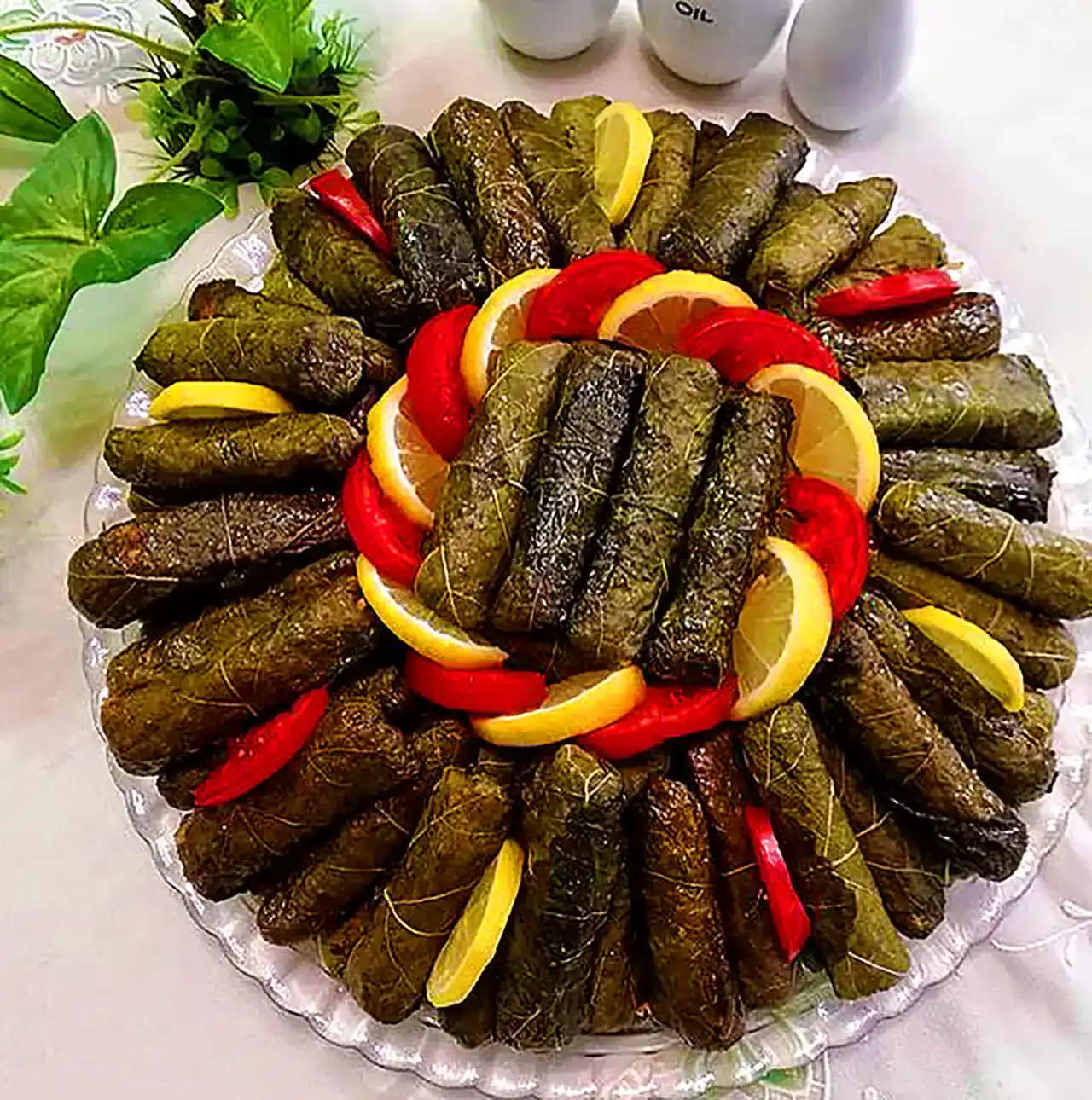 تزئین دلمه مجلسی + ایده های بسیار زیبا و شیک برای تزئین دلمه مجلسی با برگ مو و زرشک