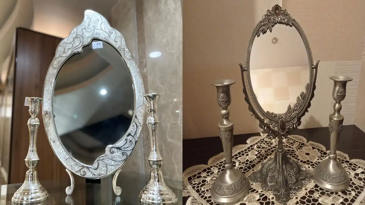 آینه شمعدون نقره شیک + زیباترین و خاص ترین مدل های آینه شمعدون نقره مخصوص عروس خانم ها