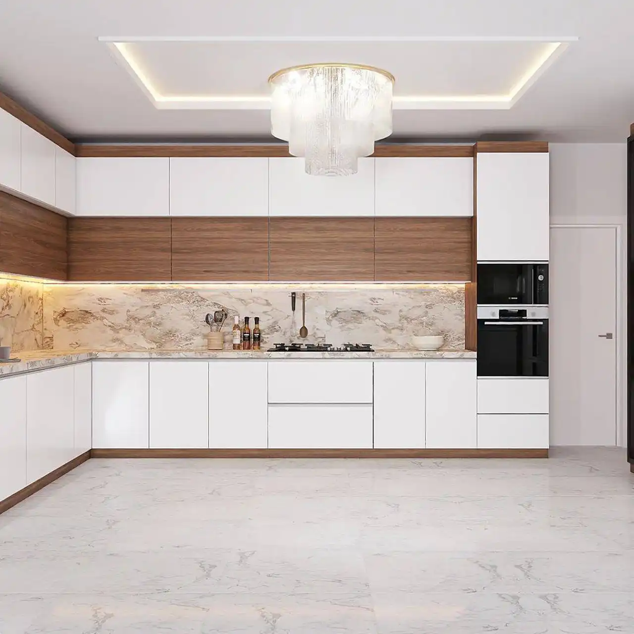 بهترین مدل کابینت ام دی اف سفید + مدل های جدید و شیک کابینت مدرن آشپزخانه با رنگ سفید