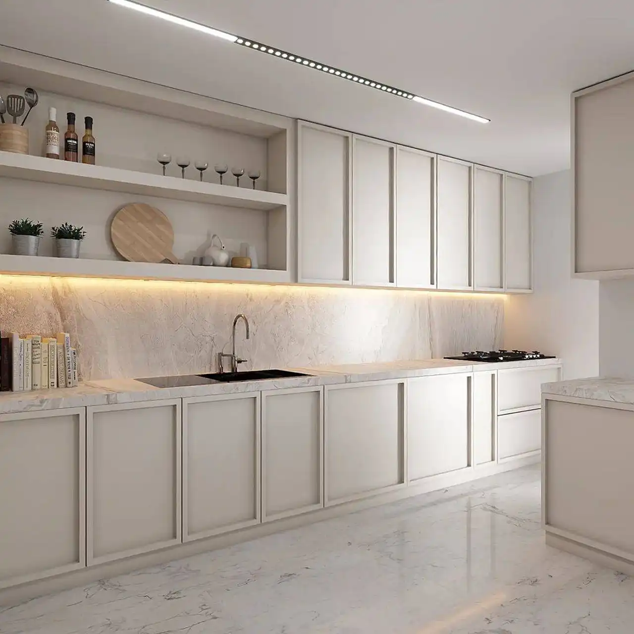 بهترین مدل کابینت ام دی اف سفید + مدل های جدید و شیک کابینت مدرن آشپزخانه با رنگ سفید
