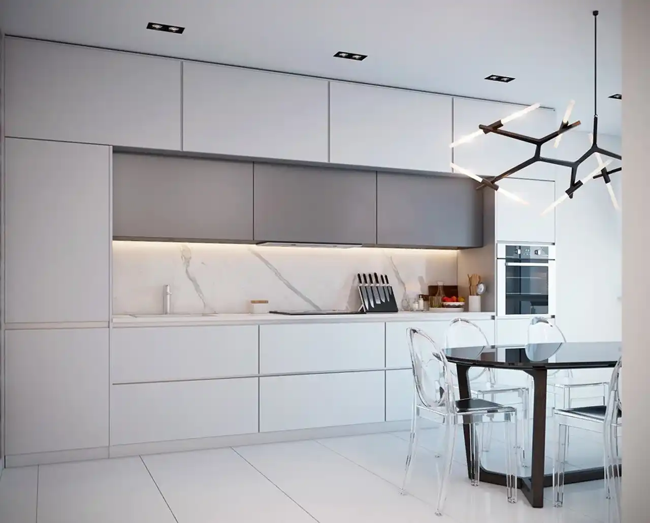 بهترین مدل کابینت ام دی اف سفید + مدل های جدید و شیک کابینت مدرن آشپزخانه با رنگ سفید