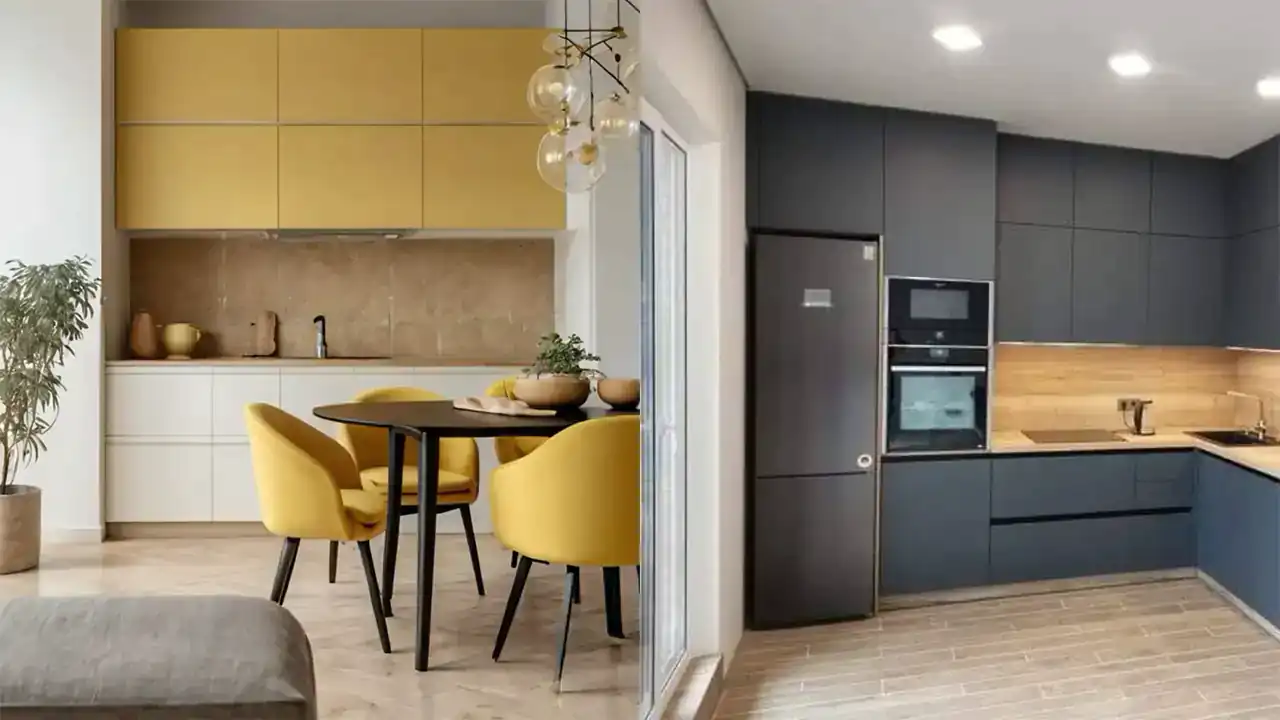 مدل کابینت ام دی اف جدید برای آشپزخانه کوچک بسیار شیک و لاکچری