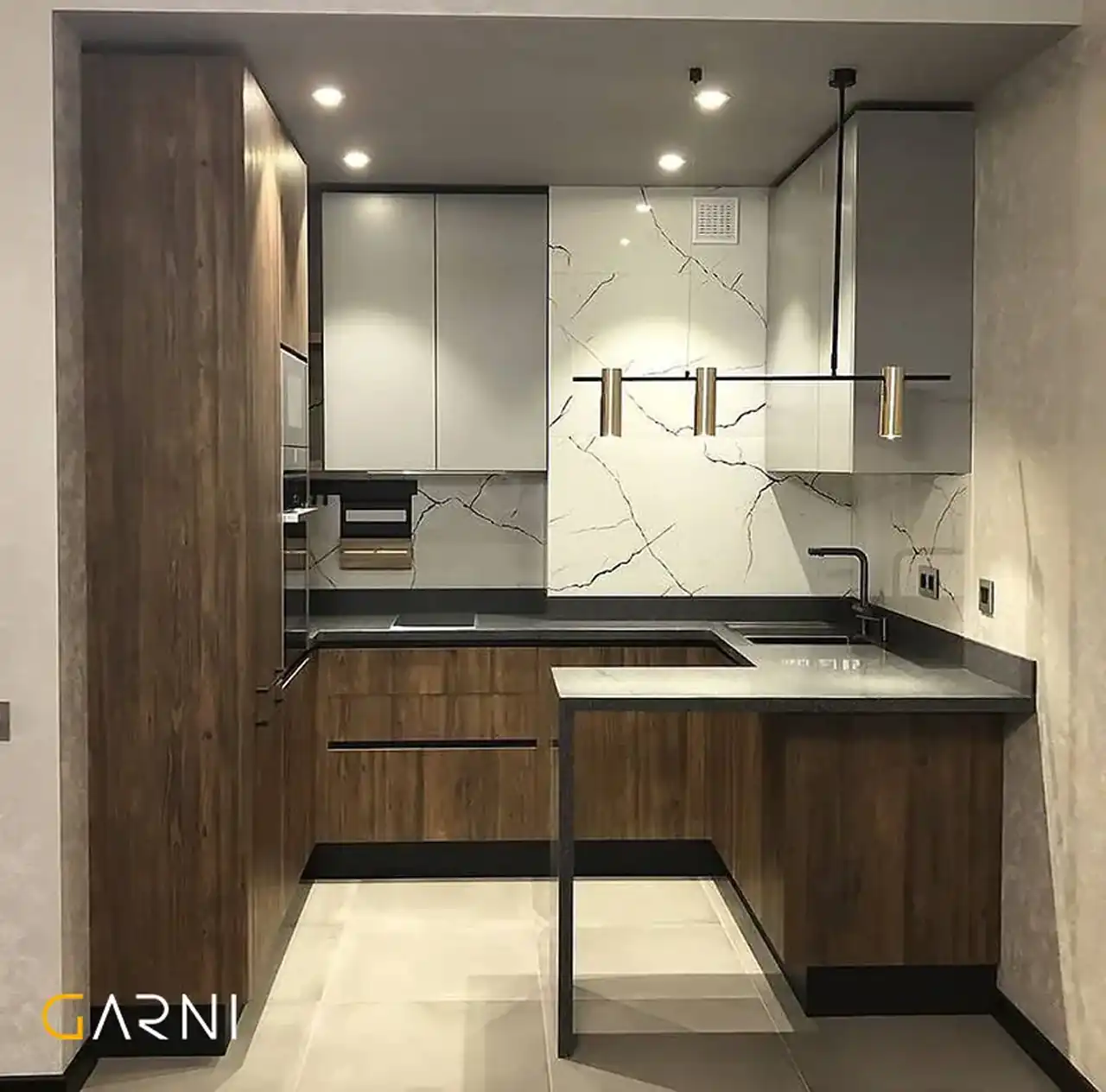 مدل کابینت ام دی اف جدید برای آشپزخانه کوچک بسیار شیک و لاکچری