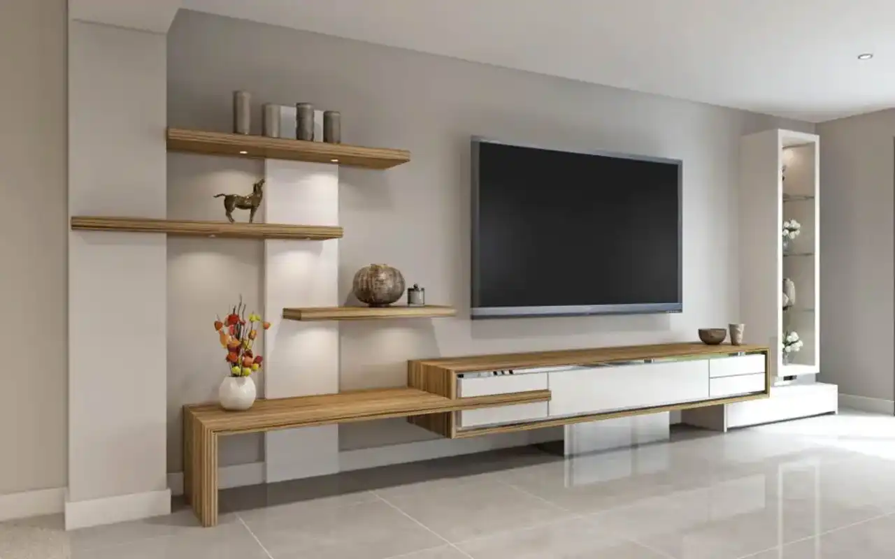 مدل دکوراسیون برای تلویزیون + ایده های جذاب و شیک برای طراحی دیوار پشت تلویزیون با کناف و چوب همراه نورپردازی زیبا