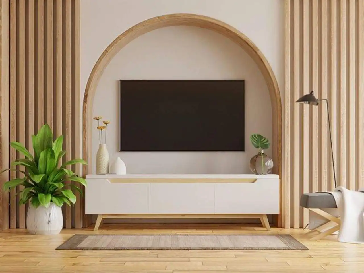 مدل دکوراسیون برای تلویزیون + ایده های جذاب و شیک برای طراحی دیوار پشت تلویزیون با کناف و چوب همراه نورپردازی زیبا