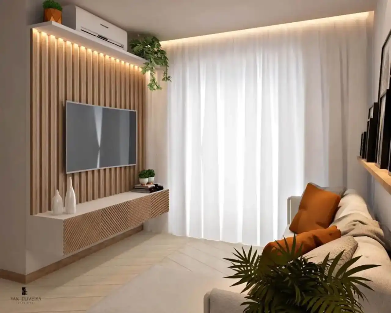 مدل دکوراسیون برای تلویزیون + ایده های جذاب و شیک برای طراحی دیوار پشت تلویزیون با کناف و چوب همراه نورپردازی زیبا