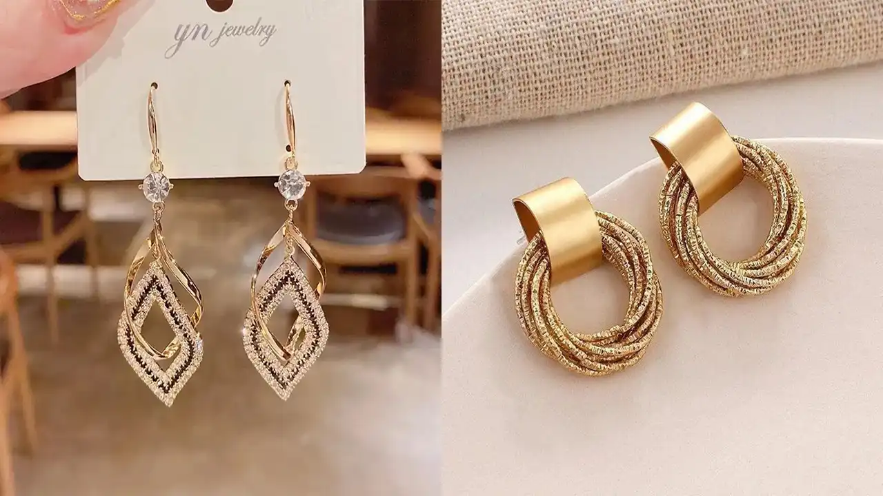 مدل گوشواره طلا + مدل های جدید و شیک گوشواره طلا حلقه ای و آویزدار ترند امسال