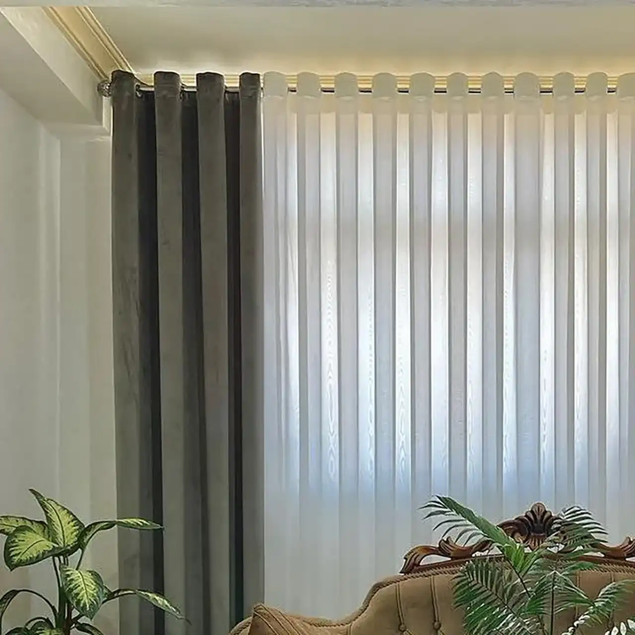 مدل پردهای جدید پذیرایی ساده حریر + مدل های لاکچری و شیک پرده حریر مناسب سالن پذیرایی