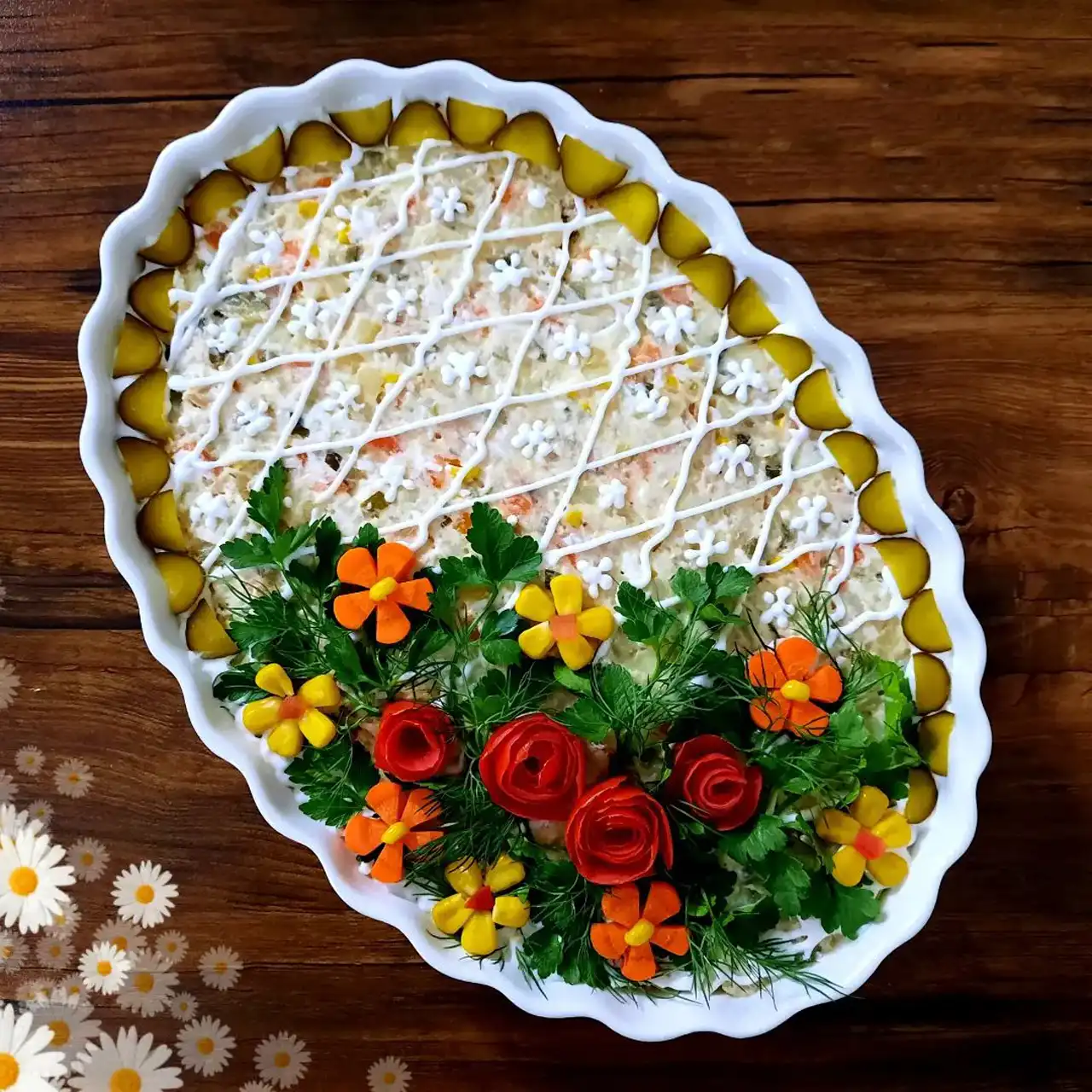 مدل سالاد الویه + ایده های ساده و بسیار خلاقانه برای تزیین کردن سالاد الویه برای جشن ها و مراسم