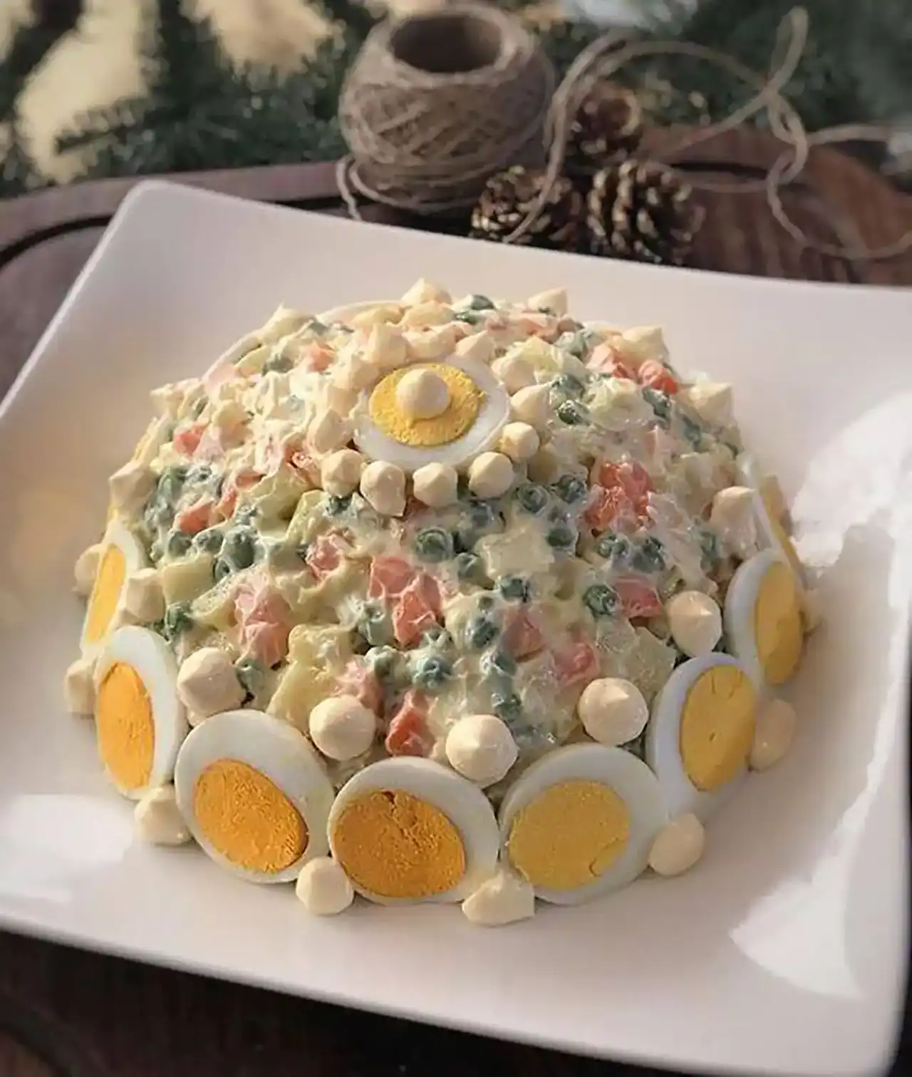 مدل سالاد الویه جدید + ایده های خلاقانه و بسیار زیبا برای تزیین سالاد الویه با خیارشور و گوجه