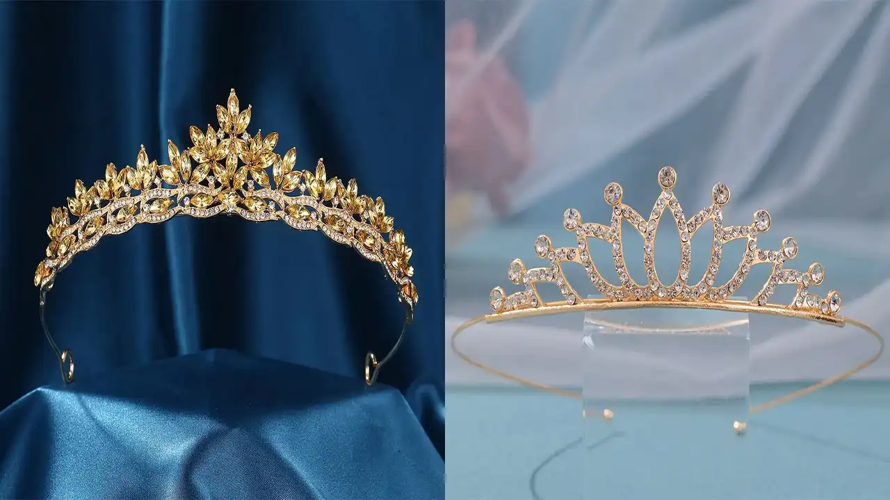 تاج طلایی عروس + مدل های شیک و جدید تاج عروس لاکچری به رنگ طلایی