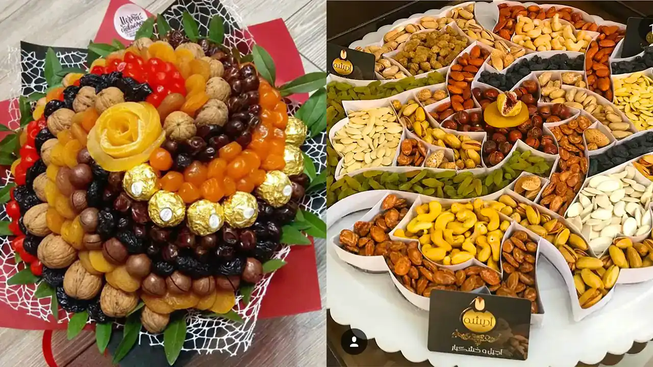 تزیین آجیل شب یلدا برای عروس + زیباترین مدل دیزاین و تزیین آجیل شب یلدا امسال