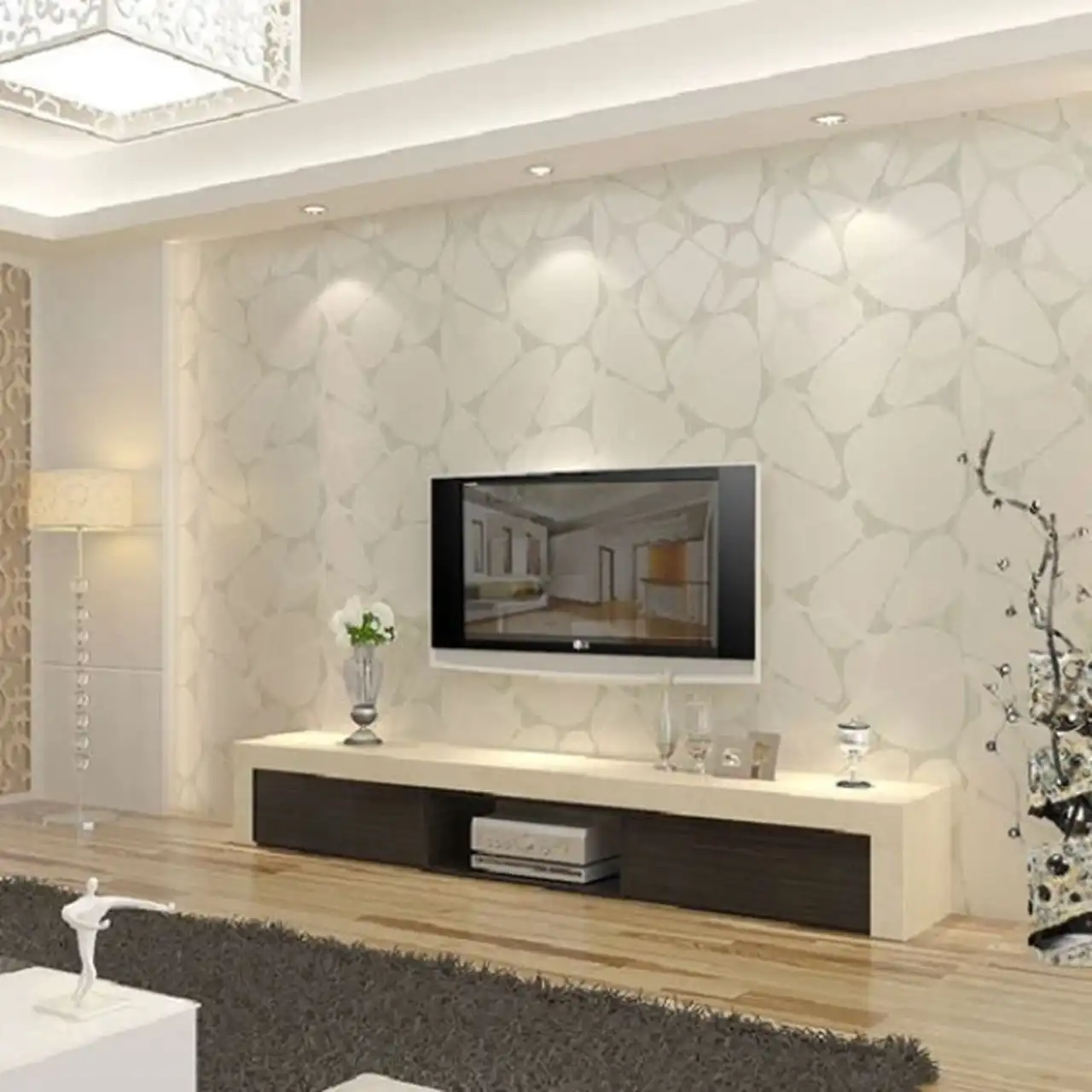 مدل دکوراسیون پذیرایی با کاغذ دیواری + انتخاب اصولی و صحیح کاغذ دیواری برای سالن پذیرایی متناسب با رنگ وسایل منزل