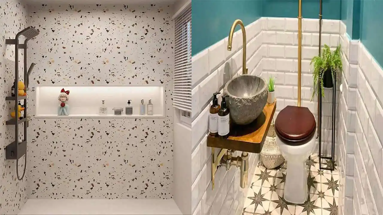 مدل کاشی سرویس بهداشتی کوچک ایرانی ساده و طرحدار زیبا برای دیزاین های لوکس