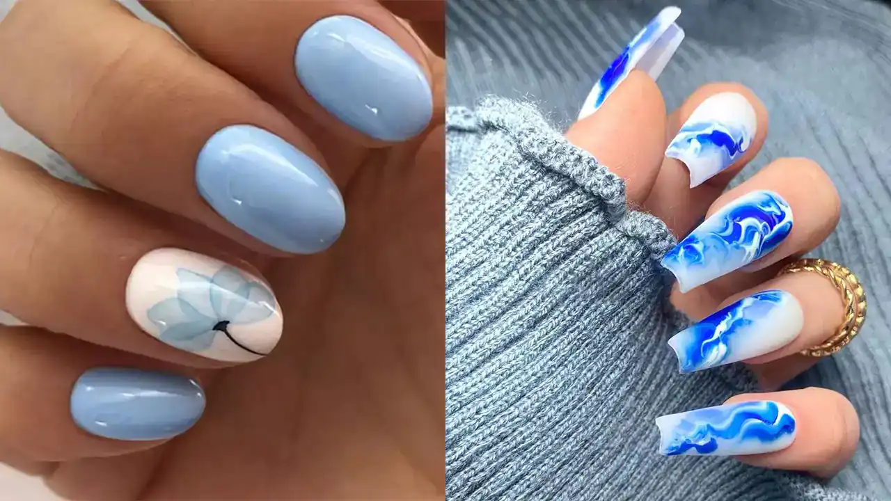 مدل لاک ابی و سفید + زیباترین مدل های لاک ابی و سفید بسیار شیک و لاکچری