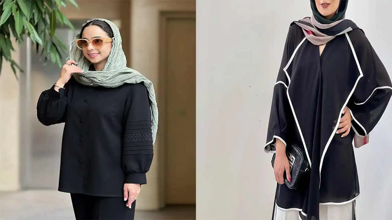 مدل مانتو با پارچه شانتون مشکی انتخابی شیک برای استایل رسمی و مهمانی