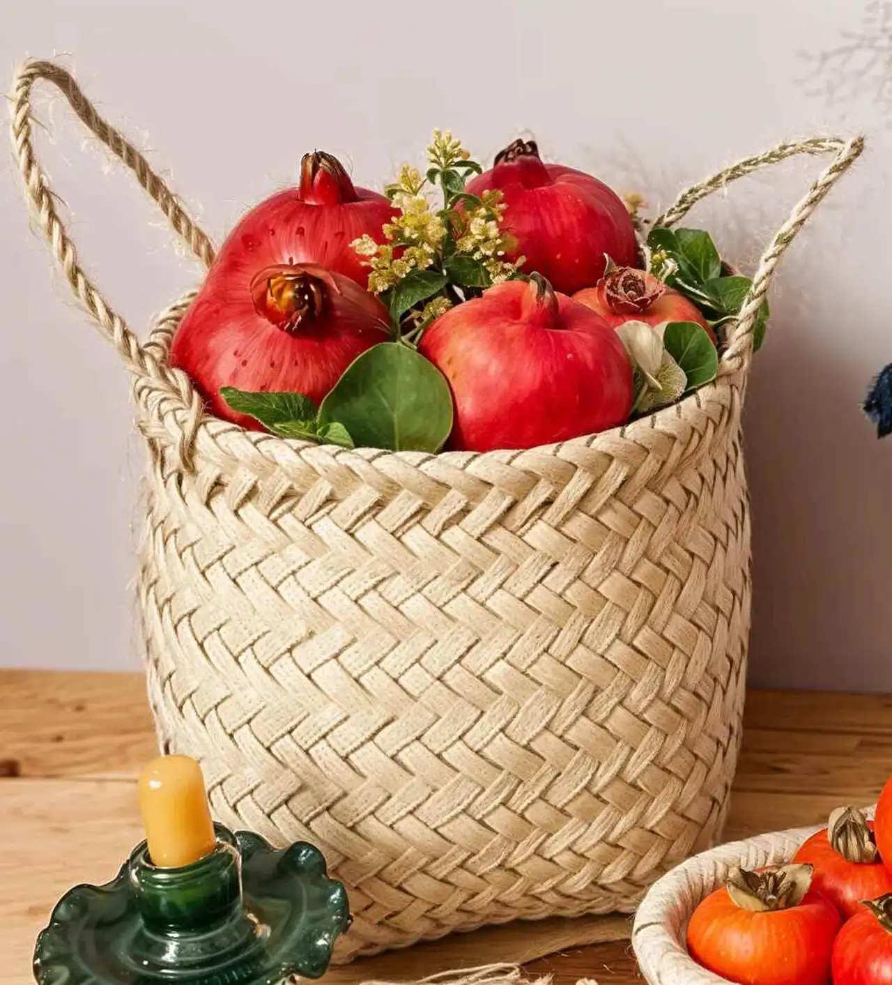 مدل انواع گلدان حصیری + مدل های جدید و قشنگ گلدان حصیری پایه دار برای زیبا کردن منزل