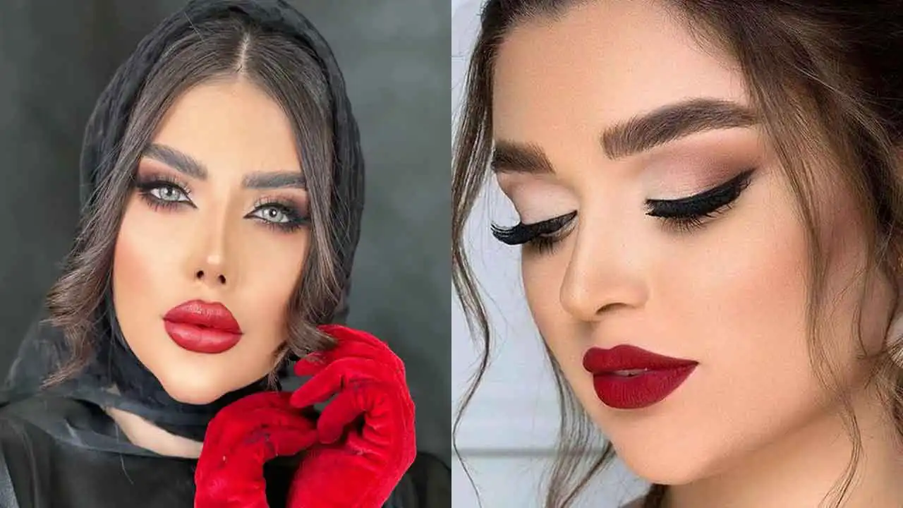 مدل آرایش اسموکی با رژ قرمز + تکنیک جدید و به روز برای آرایش اسموکی بسیار شیک و زیبا