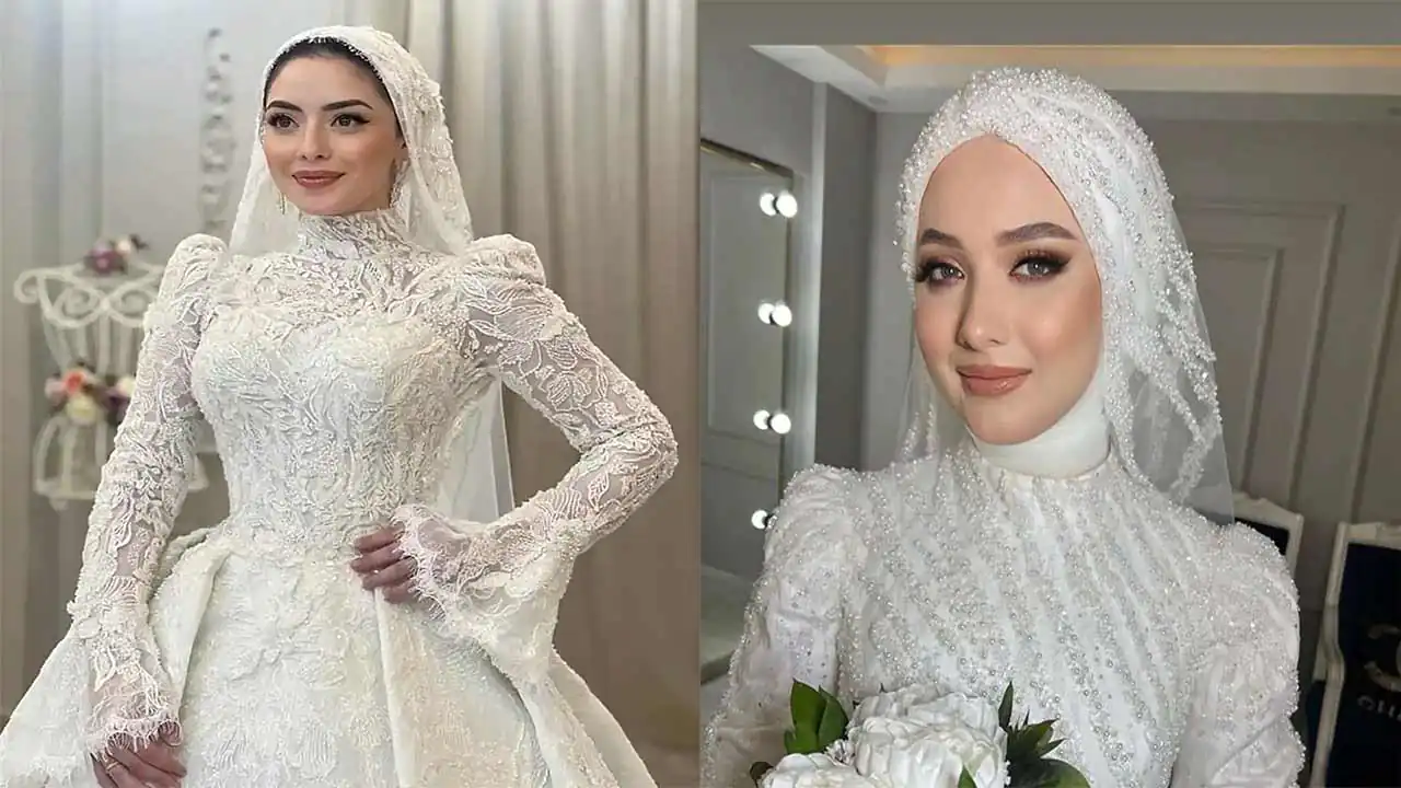 مدل عروس با حجاب با میکاپ های اروپایی و نچرال با انها در مجالس بدرخشید