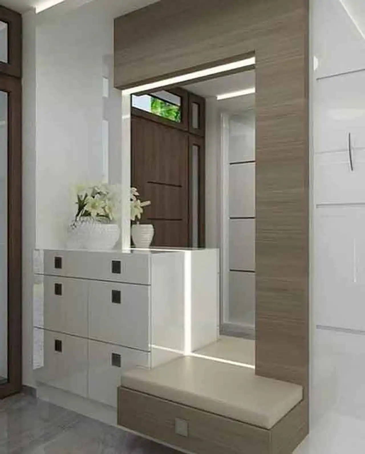 مدل آینه برای روی جاکفشی + نمای ورودی خانهتان را با این مدل آینه و جاکفشی زیباتر کنید
