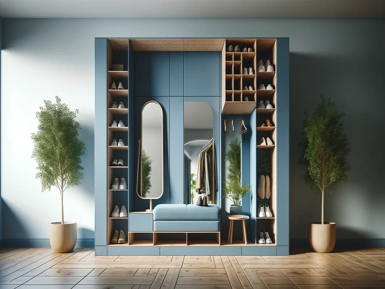 مدل آینه برای روی جاکفشی + نمای ورودی خانهتان را با این مدل آینه و جاکفشی زیباتر کنید