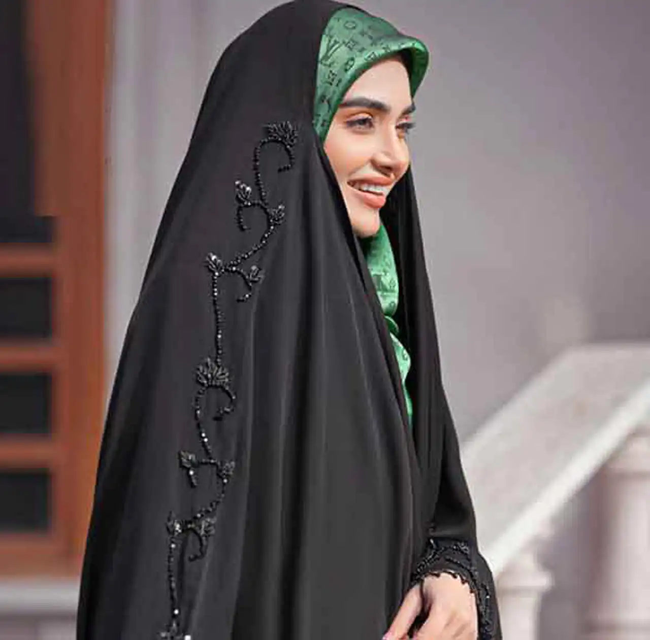 مدل جدید چادر لبنانی عربی و بحرینی با طرح های ساده و گیپور دار که عاشقش میشید