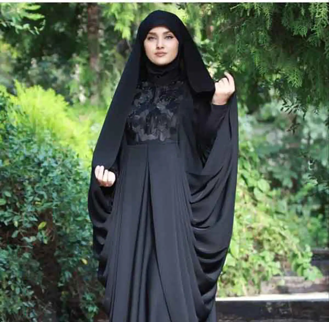 مدل جدید چادر لبنانی عربی و بحرینی با طرح های ساده و گیپور دار که عاشقش میشید