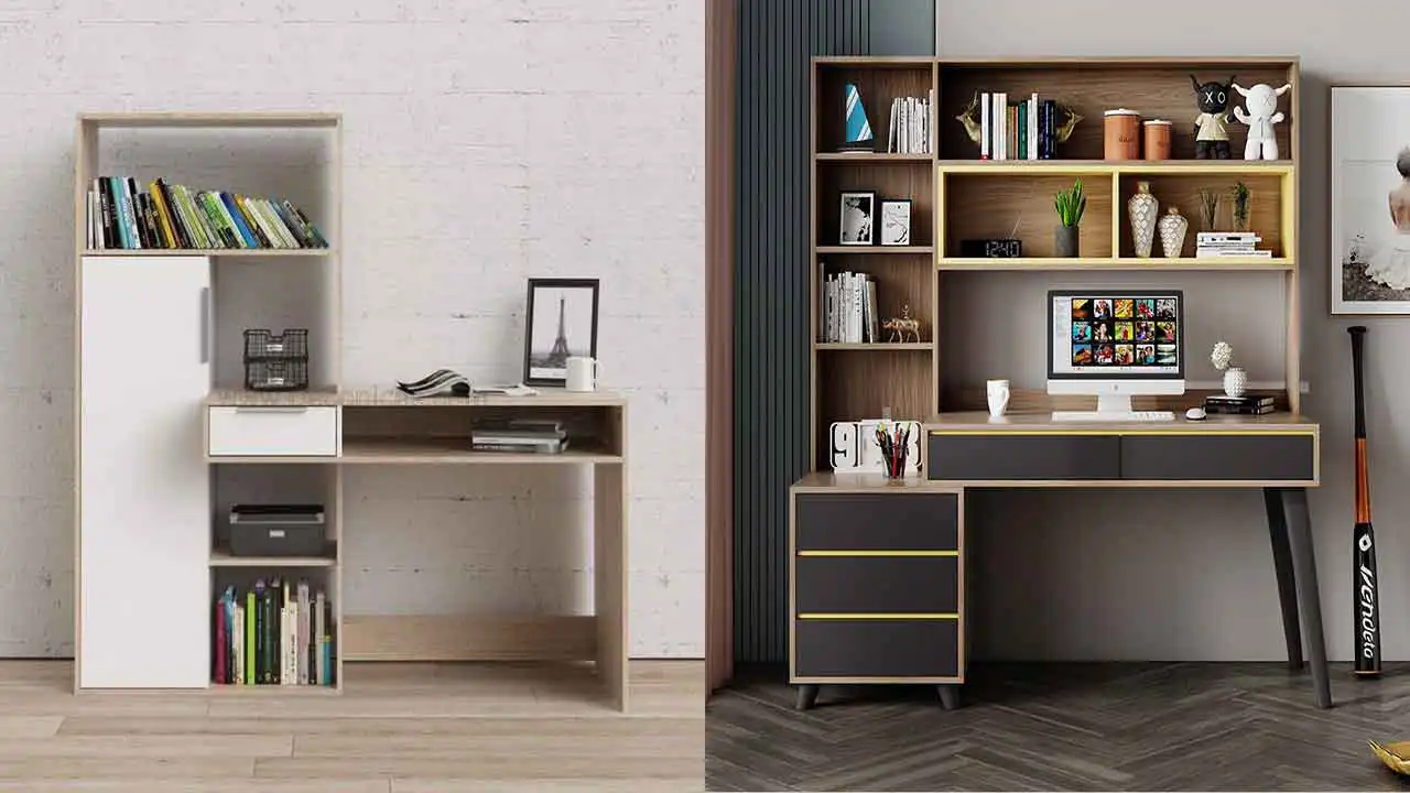 مدل کتابخانه با میز تحریر + ایده های جدید و متفاوت برای طراحی کتابخانه شیک با میز تحریر