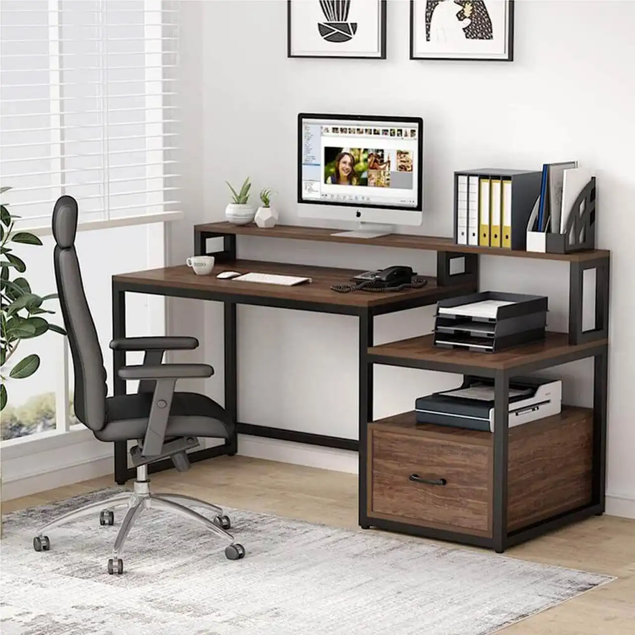 مدل کتابخانه با میز تحریر + ایده های جدید و متفاوت برای طراحی کتابخانه شیک با میز تحریر