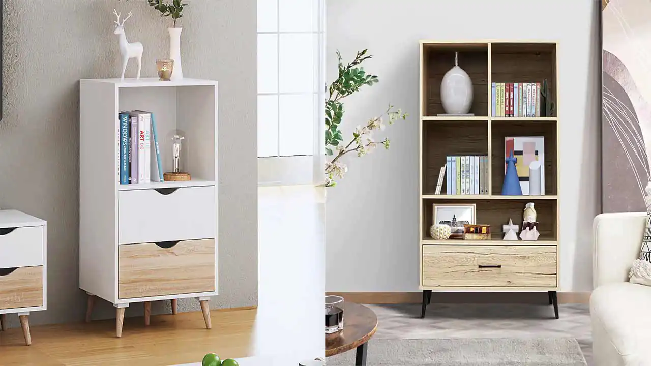 مدل کتابخانه پایه دار ترکیبی از طراحی مدرن و کاربردی برای خانههای امروزی