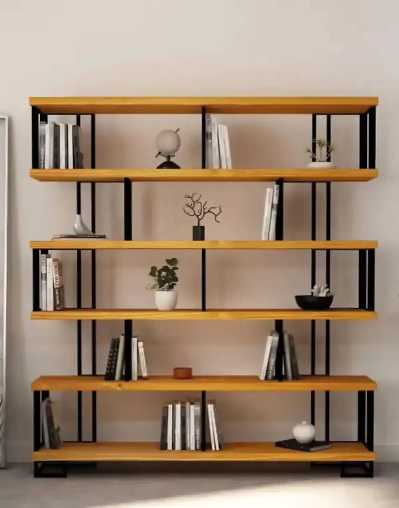 مدل کتابخانه پایه دار ترکیبی از طراحی مدرن و کاربردی برای خانههای امروزی