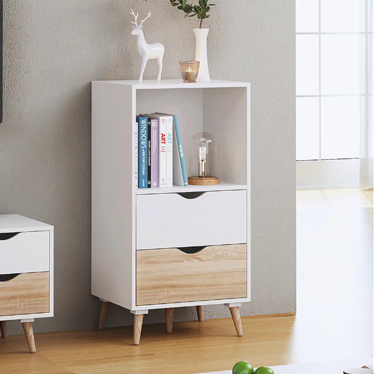 مدل کتابخانه پایه دار ترکیبی از طراحی مدرن و کاربردی برای خانههای امروزی