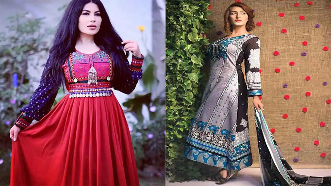 مدل لباس مجلسی افغانی شیک بلند ساده و دنباله دار با طرح های جذاب 2025