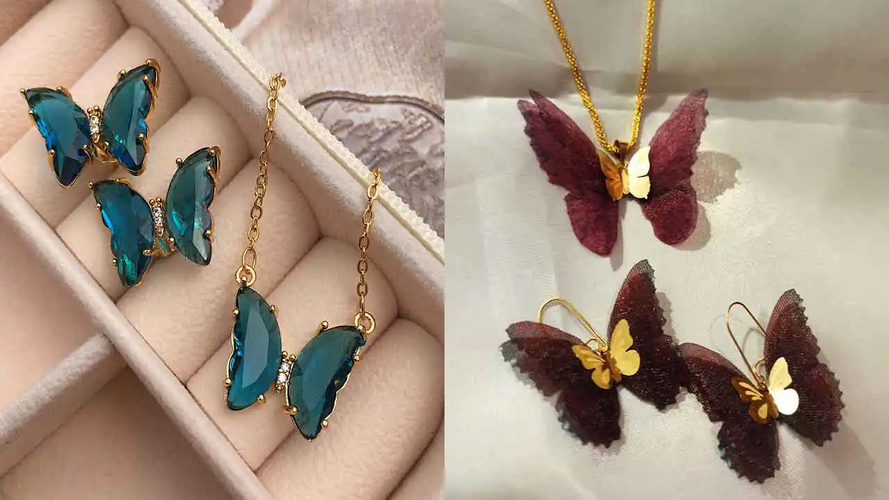 مدل نیم ست پروانه ای طلا + مدل های جدید و لاکچری نیم ست پروانه ای طلا مناسب افراد خاص پسند