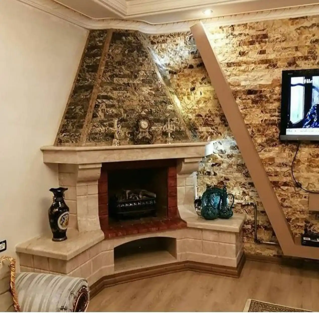 مدل شومینه سنگی + یک عنصر دکوری زیبا و باکلاس در منزل با استفاده از شومینه های سنگی