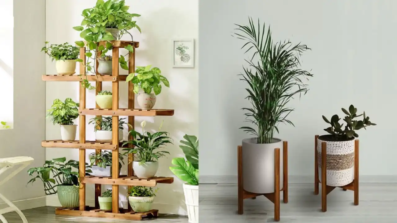 مدل استند گلدان جدید + زیباتری کردن فضای خانه با استفاده از استند گلدان چوبی و فلزی