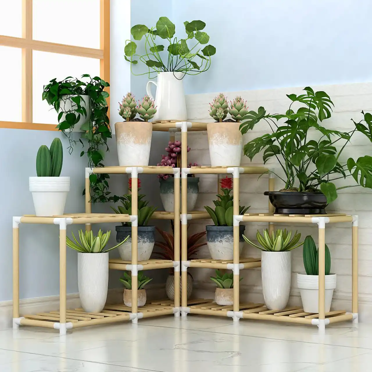 مدل استند گلدان جدید + زیباتری کردن فضای خانه با استفاده از استند گلدان چوبی و فلزی