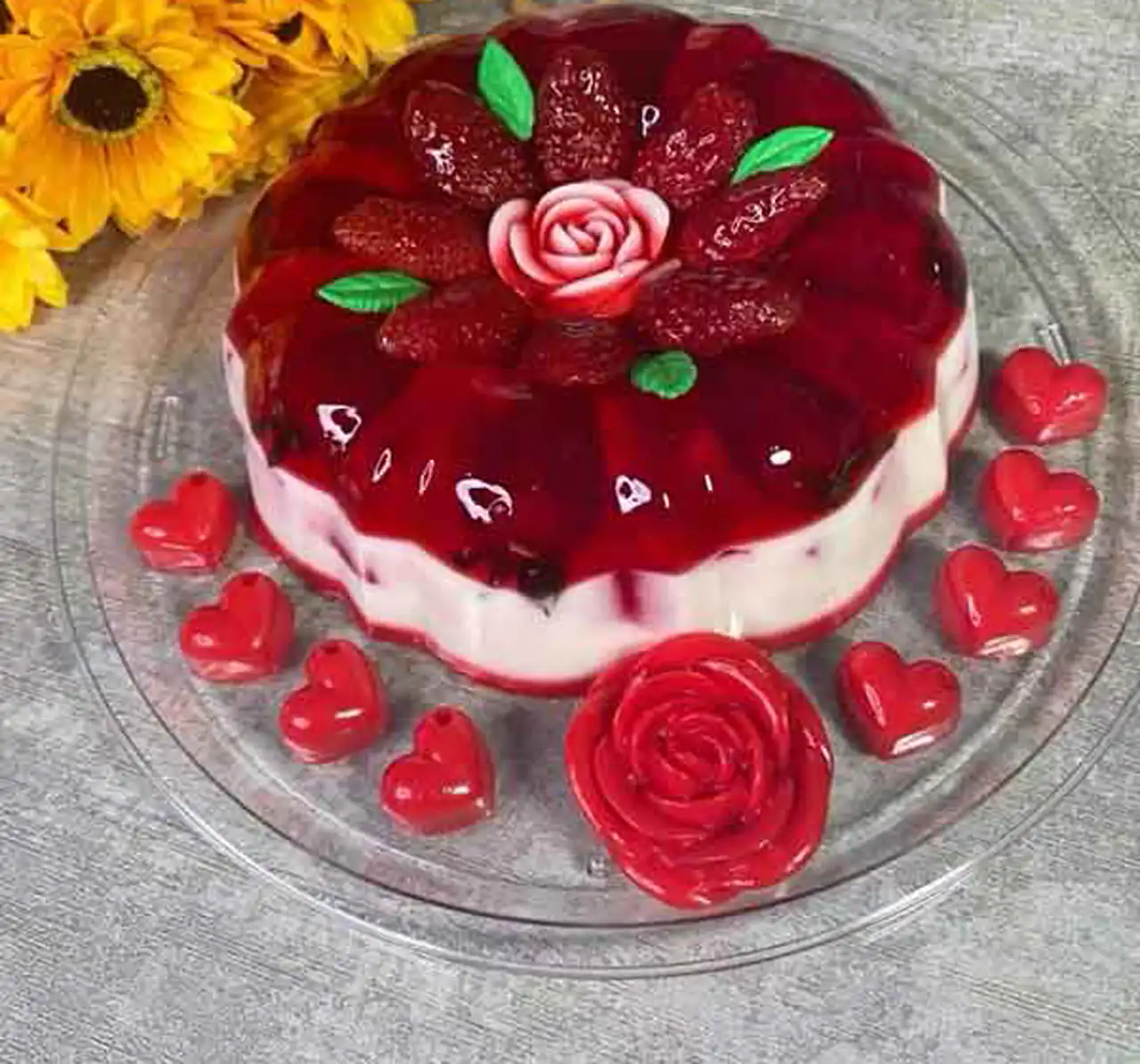 مدل ژله مجلسی با تزیینات زیبا و خلاقانه با میوه های فصل برای کدبانو ها