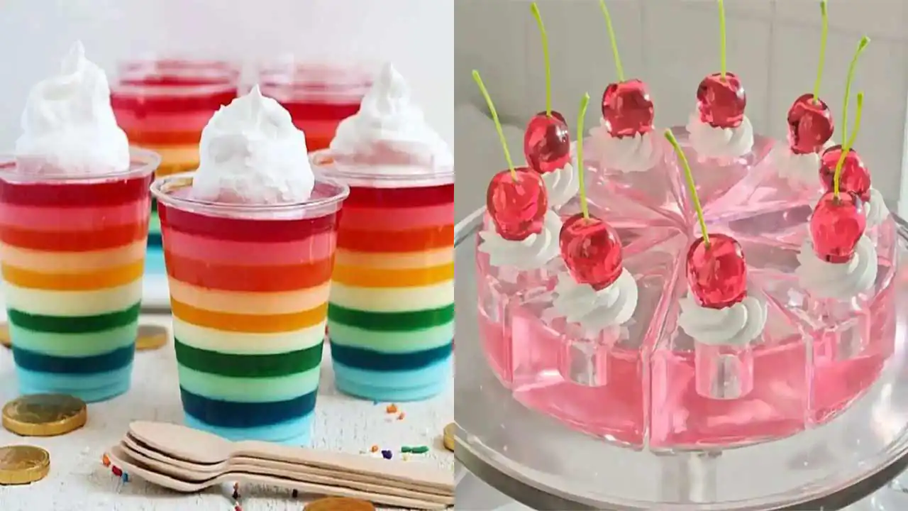 مدل ژله مجلسی با تزیینات زیبا و خلاقانه با میوه های فصل برای کدبانو ها