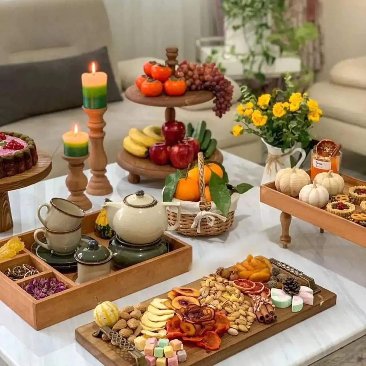 تزیین سفره شب یلدا لاکچری + زیباترین مدل های تزیین سفره شب یلدا لاکچری