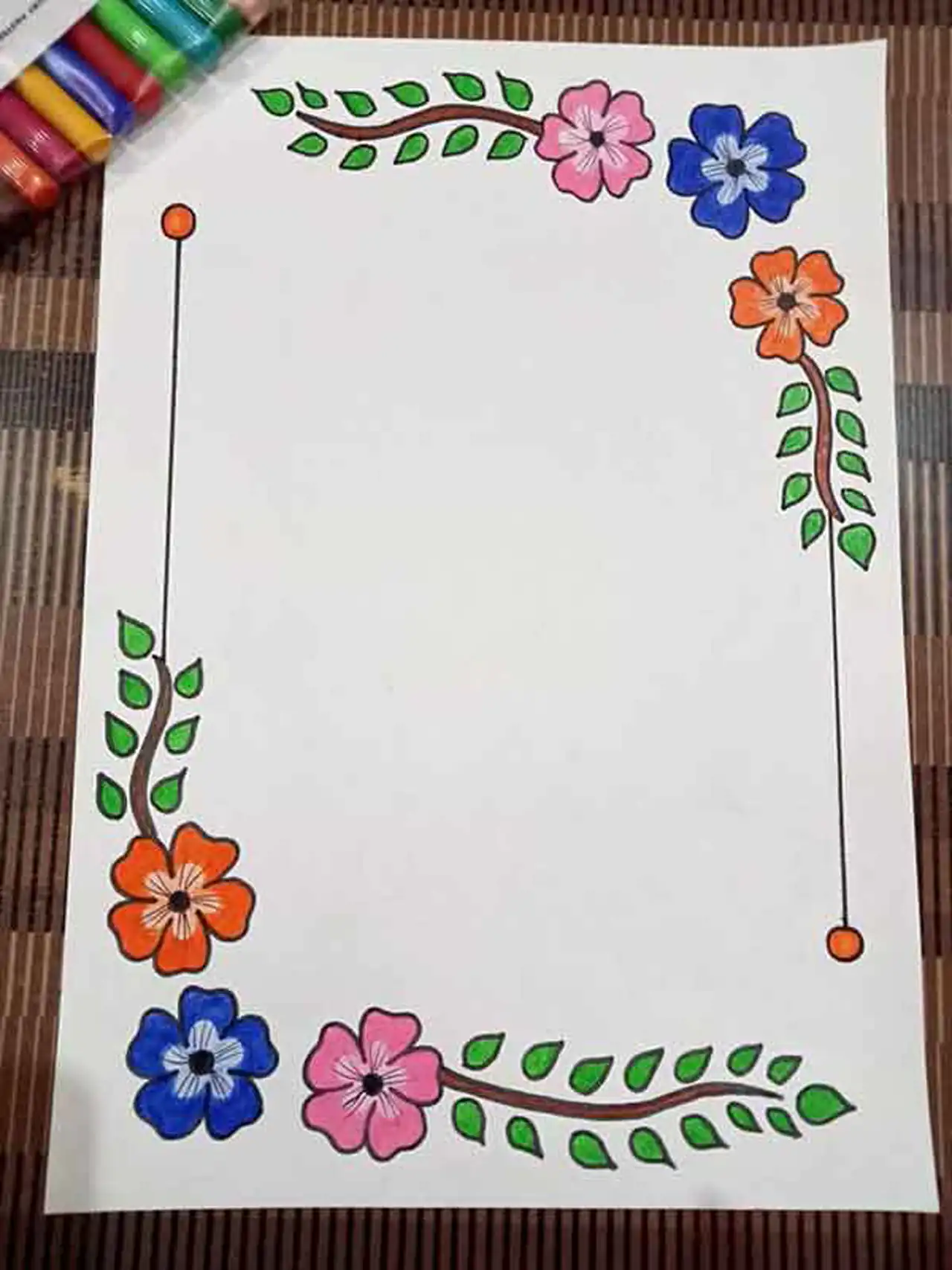 تزیین برگه آچار با مداد رنگی آسان و زیبا مناسب هنر مدرسه و سرگرمی خلاقانه