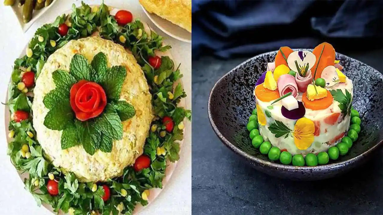 تزیین الویه ساده با گوجه و خیارشور با مدل های متفاوت و جذاب برای کدبانوها