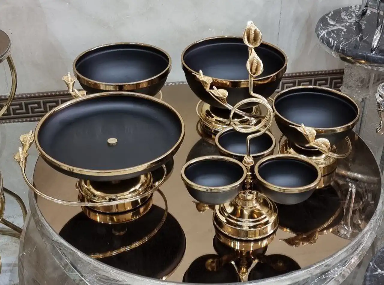 ظروف پذیرایی جدید + مدل های شیک و لاکچری ست ظروف پذیرایی بلور و چوبی مد روز