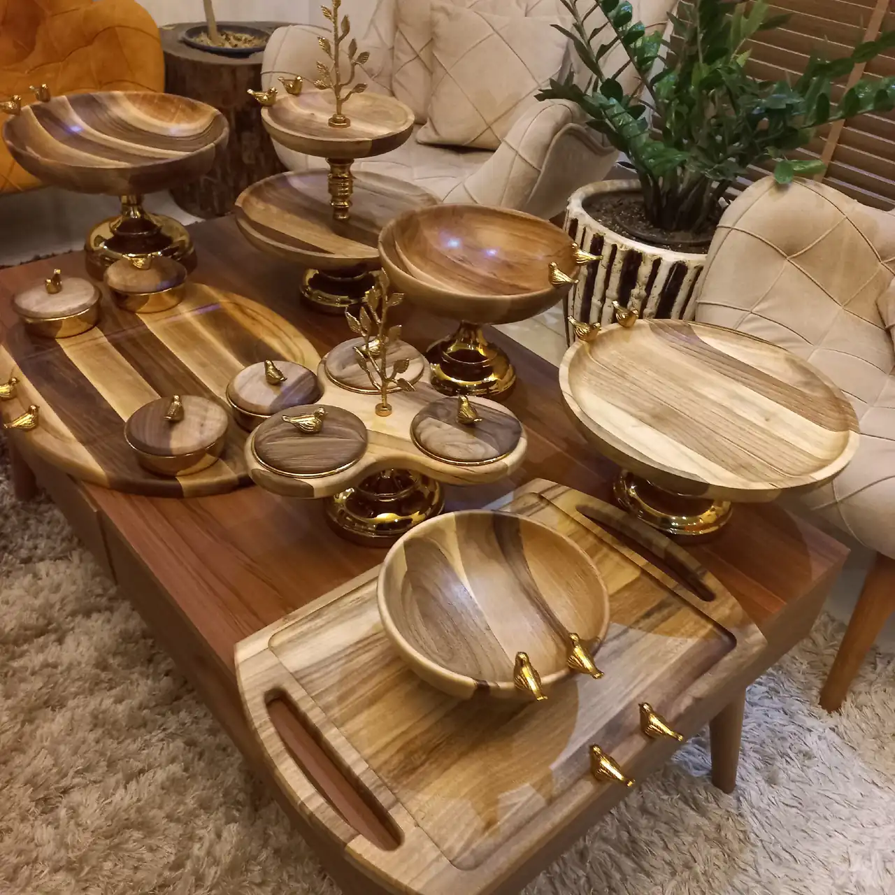 ظروف پذیرایی چوبی + شیک ترین مدل های ظروف پذیرایی چوبی ترند امسال